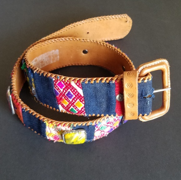 Multi-color Leather Embroidered Belt Size Small - Picture 4 of 12